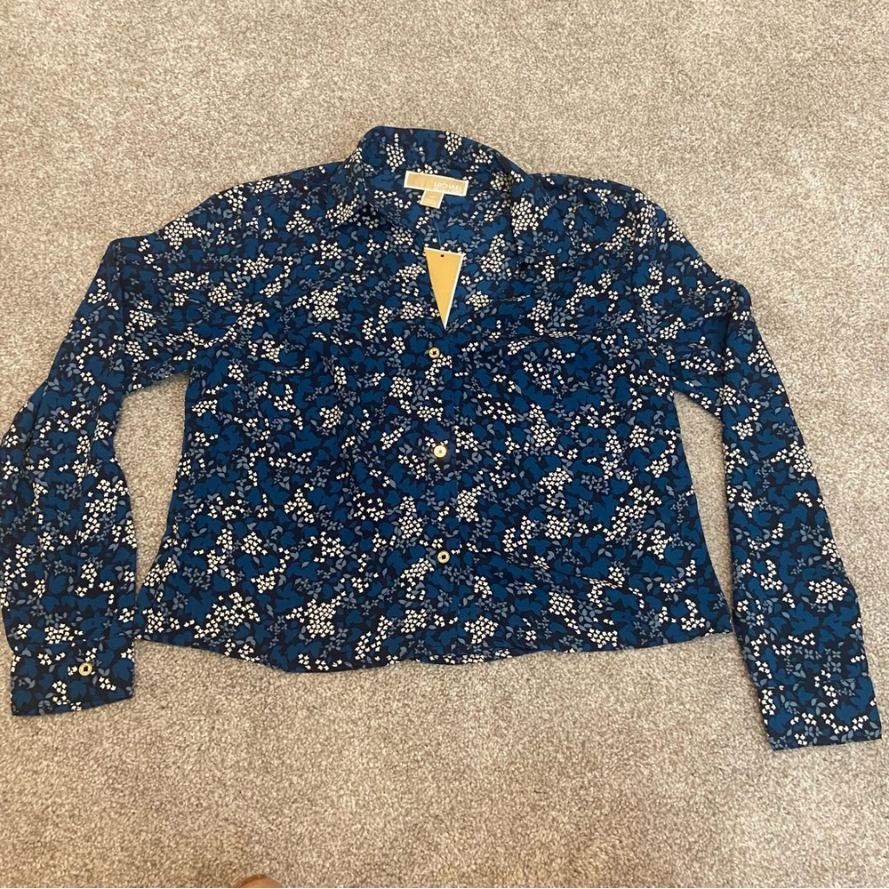 NWT Michael Kors Navy Floral Women's Blouse